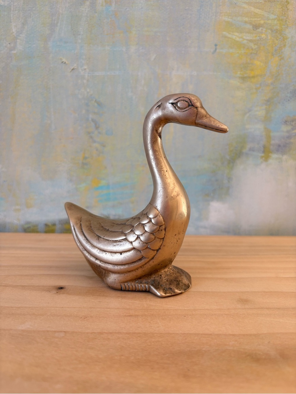 Vintage Brass Swan Figurine